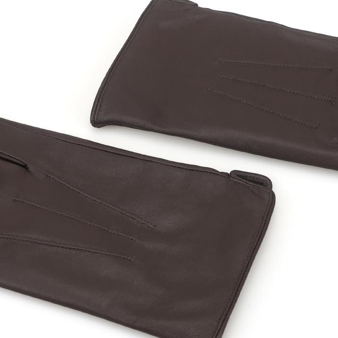 Isotoner® Mens Three Point Leather Glove Chocolate Extra Image 4
